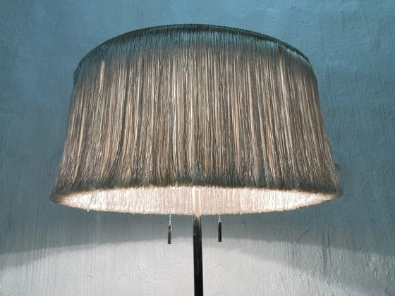 Image 1 of Large Mid - Century Lamp 60s Design With Fringed Shade And Marble Base