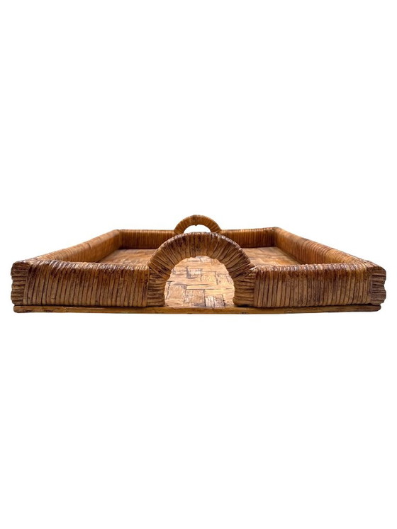 Hollywood Regency Wicker Tray, Vivai Del Sud Italy Ca. 1970 – Table accessories (photo 7 of 12)