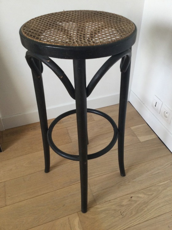 Image 1 of Antique Thonet-style high stool – caned seat