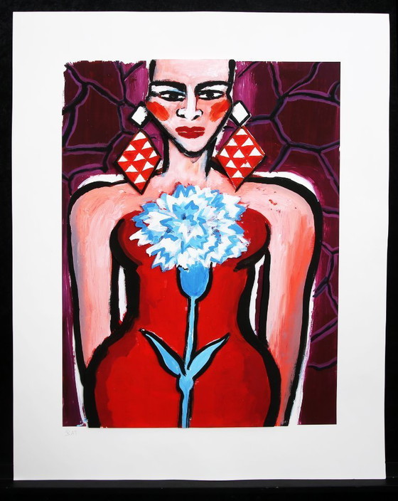 Image 1 of Bach, Elvira - Pink Red - Deluxe (130 cm) - Giclée - BAT - firmato a mano