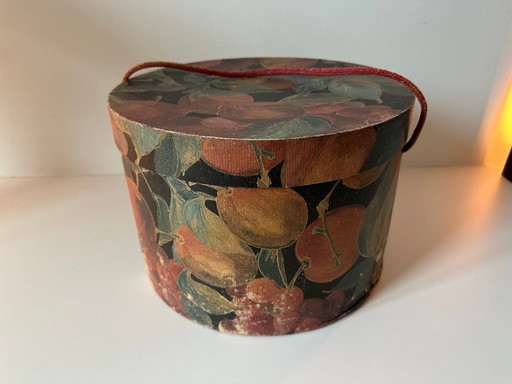 Vintage Hatbox with Fruit Pattern