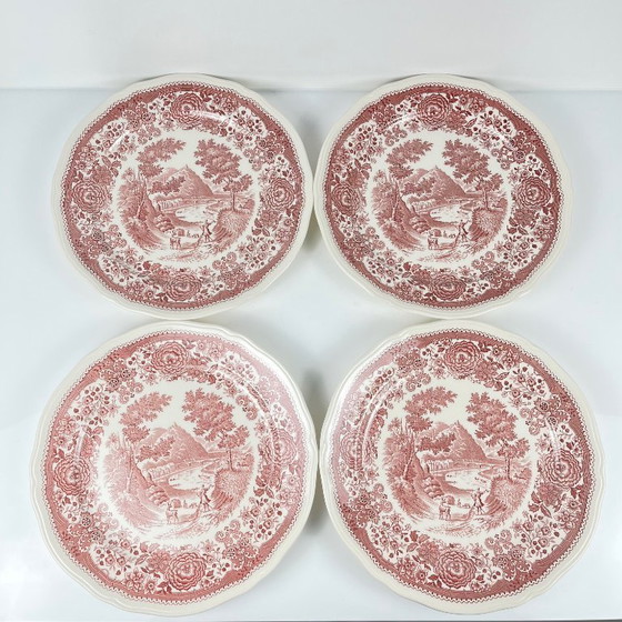 Image 1 of Set of 4 "Burgenland" dinner plates, Villeroy & Boch, red
