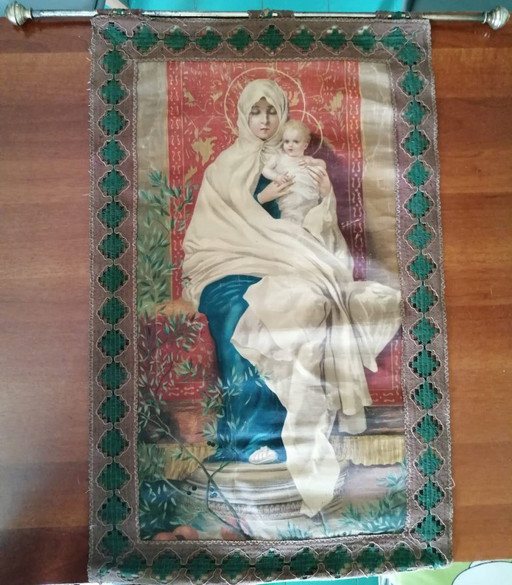 Banner mit Madonna und Kind aus den frühen 1900er Jahren