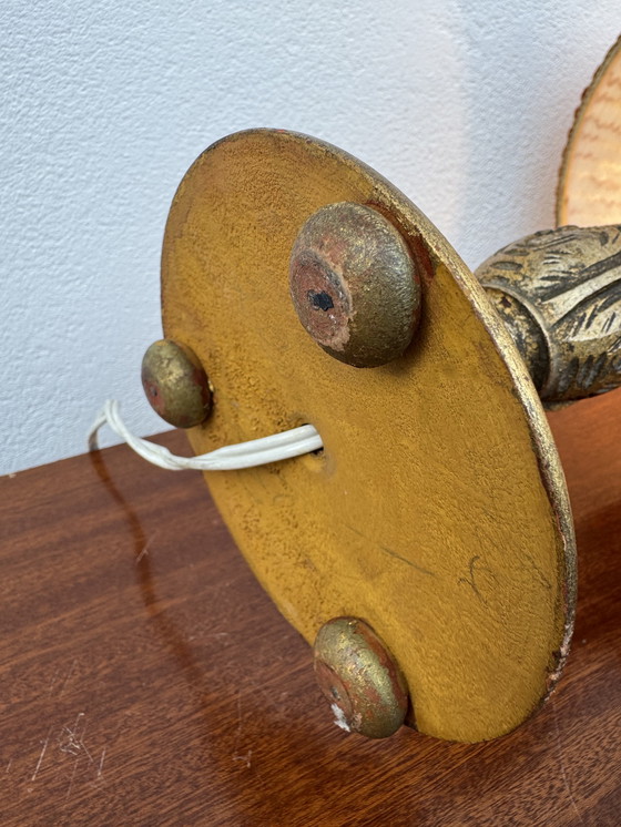 Image 1 of 1960s gilded wooden candlestick lamp