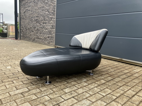 Image 1 of Leolux Kikko Chaise longue relax Senso pelle nera ZGAN!!!