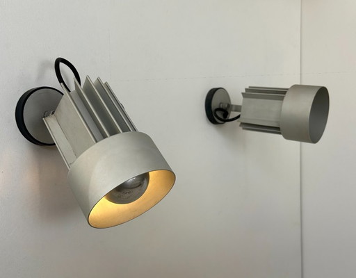 Coppia di applique regolabili vintage, alluminio, Italia 1970