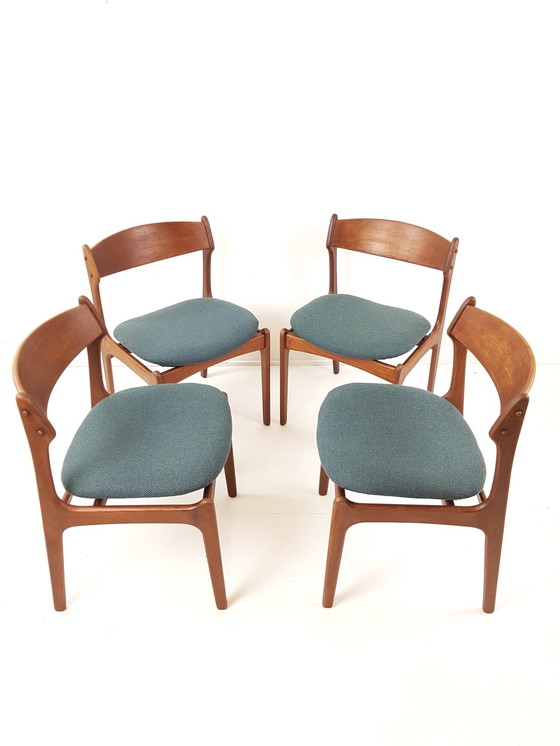 Image 1 of Sedie vintage Erik Buch modello 49 tessuto lana vergine De Ploeg