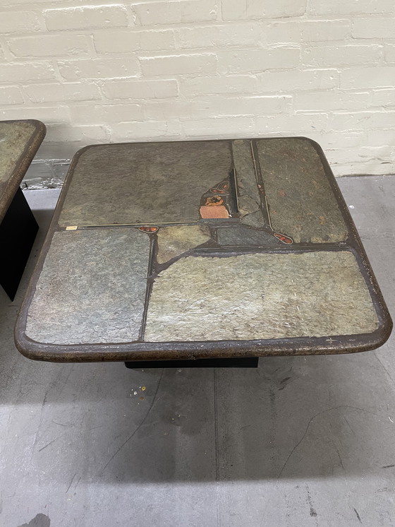Image 1 of 2 tables d'appoint en pierre naturelle, Paul Kingma