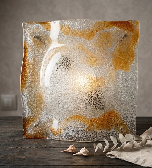 Mazzega Murano Grande Plafoniera 40x40 cm - design Carlo Nason - anni '90