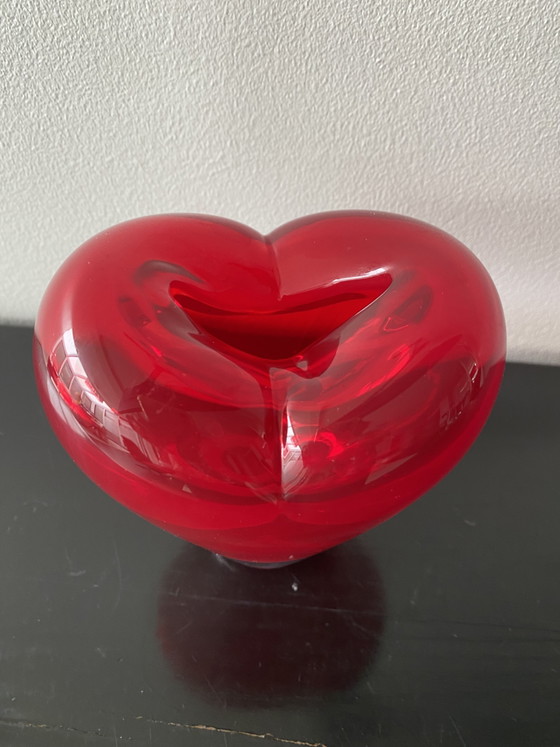 Image 1 of Vintage Murano Red Heart Vase attributed to Salviati Cuoricino Model