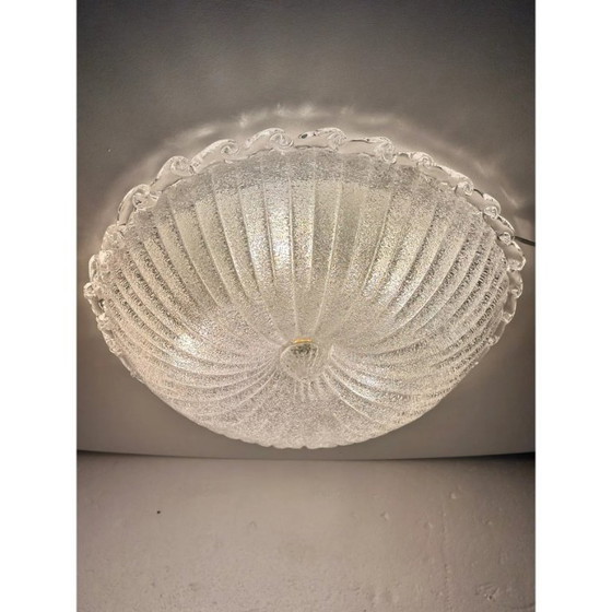 Image 1 of Lámpara de techo tradicional italiana de cristal de Murano blanco "Graniglia" estilo años 70