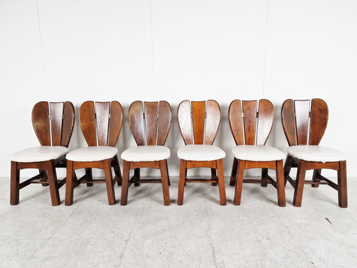 6x Chaise de salle à manger vintage brutaliste