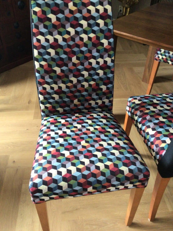 Image 1 of Chaises de salle à manger colorées avec tissu 3D, lot de 6