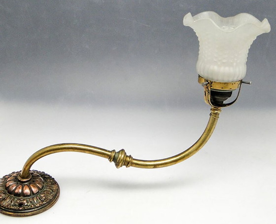 Eclectic Copper and Brass Wall Lamp, Poland, 1900s – Wall lights, Glass (photo 3 of 20)