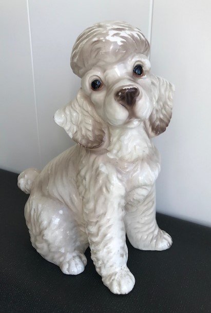 Vintage Porseleinen Beeld Hond Poedel