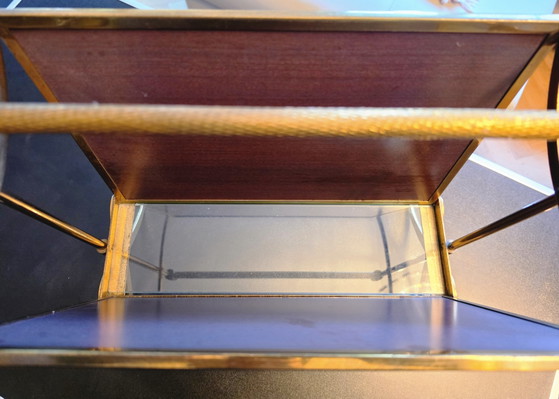 Vintage 1940s Magazine Rack Attributed to Maison Jansen – Brass, Wood (photo 6 of 9)