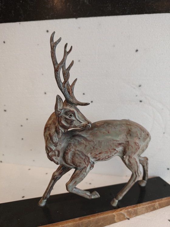 Art Deco sculpture of 1 male deer on a marble base by Gilot – Decorative Objects (photo 7 of 9)