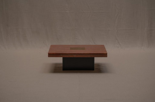 Mesa de centro de travertino rojo estilo Hollywood Regency (años 70)