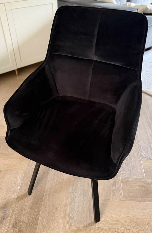 Swivel velvet dining chairs with armrests - black (8 pieces)