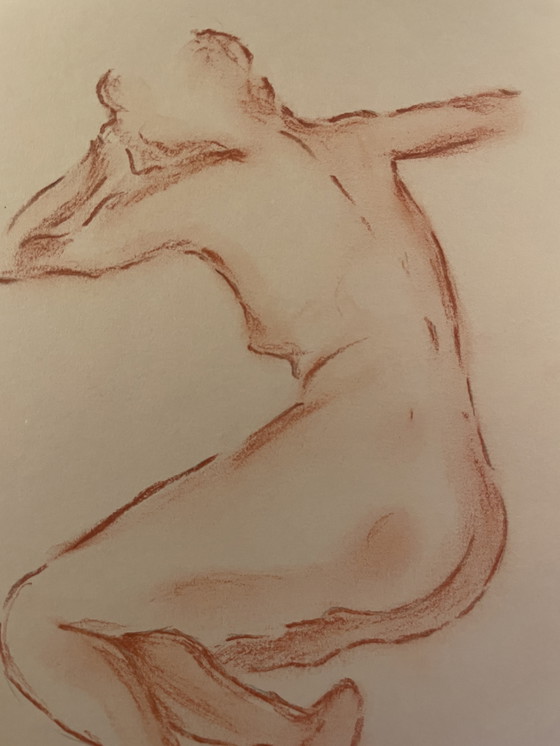 Image 1 of Ritratto femminile firmato su lavagna "Pensieri"