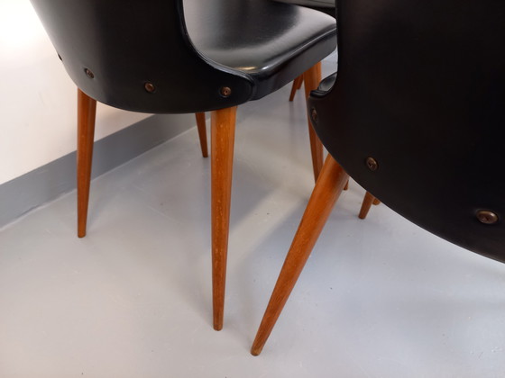 Image 1 of Set di 6 sedie vintage Baumann Essor in legno di faggio e skai degli anni '60