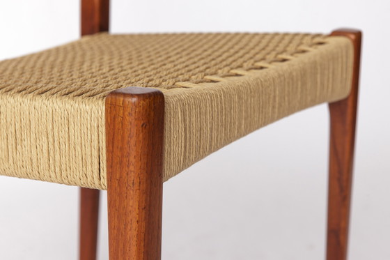 Image 1 of 1 of 8 Arne Hovmand-Olsen Chair for Mogens Kold, Danish Teak & Danish Cord, 1960s Mid-Century Modern