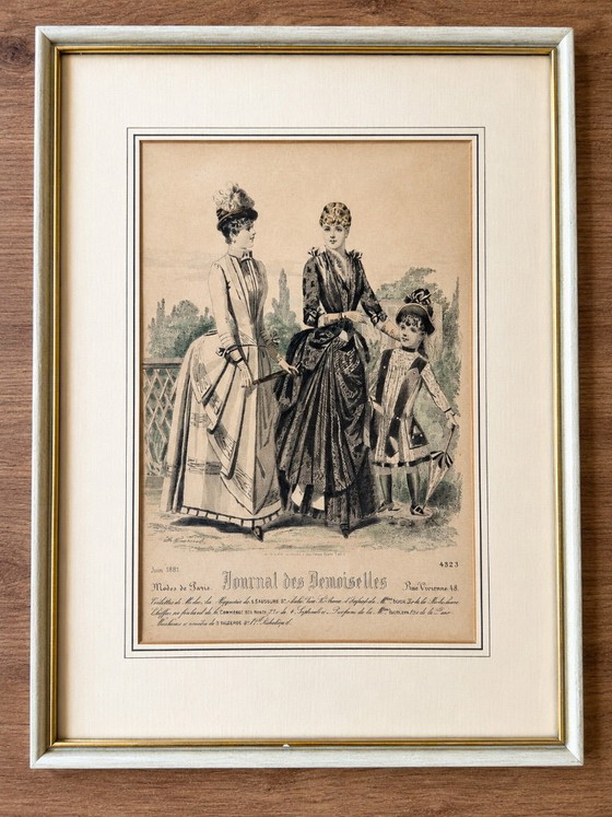 Antikes französisches Modedruck-Journal des Demoiselles, gerahmt – Gemälde & Zeichnungen, Paper (photo 2 of 5)