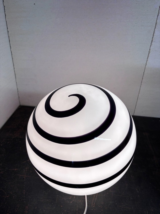 Vintage 'Zebra' Swirl Table Lamp Large Sphere Ø 30 cm – Wofi Leuchten, Glass (photo 11 of 11)