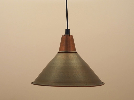 Deense messing hanglamp met industriële kegelvormige kap, Scandinavisch modern design, jaren 60 – Hanglampen (photo 3 of 11)