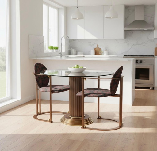 Set da pranzo vintage BELGO CHROM, tavolo e 2 sedie