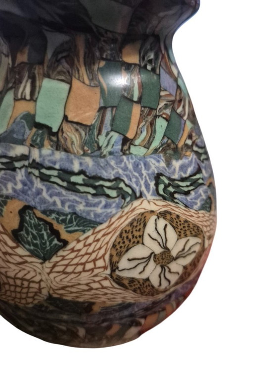 Keramische Vaas met Meerkleurige Abstracte Patronen, jean germino, Vazen, Keramiek, Blauw (foto 10 van 14)