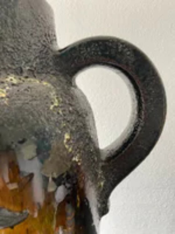 Image 1 of West Germany Scheurich 517-54 fat lava floor vase with horse