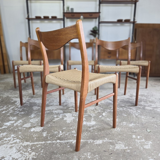6x Arne Wahl Iversen, GS60 Sedie da Pranzo Danesi Vintage Nuovo Papercord – Wood (photo 7 of 15)
