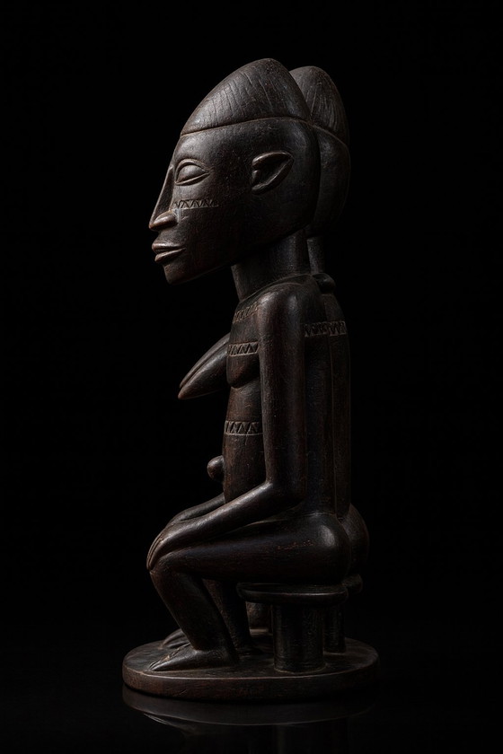 Image 1 of Sculpture de couple Baoulé - Côte d'Ivoire - Bois dur - XXe siècle