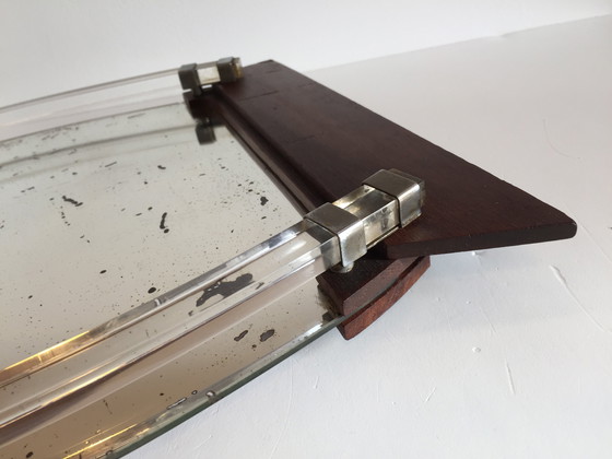 Image 1 of Specchio Art Déco e vassoio in legno Francia