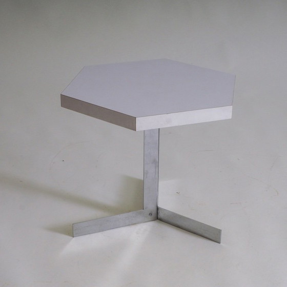 Image 1 of Set of 2 Octagonal Black & White Side Tables