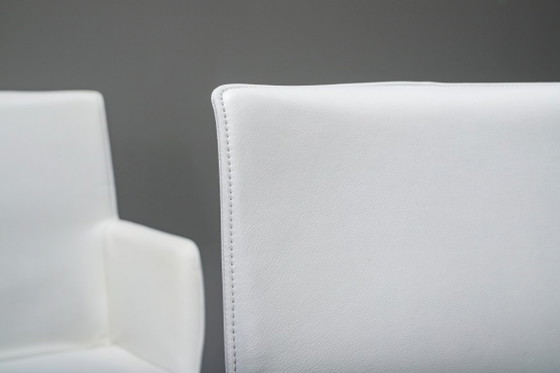 Image 1 of Gio Esszimmerstühle aus ecrufarbenem Leder von Walter Knoll, Deutschland, 2000er Jahre, 8er-Set