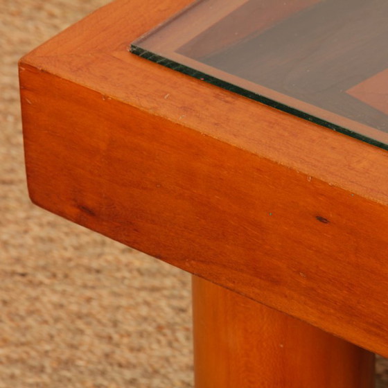 Image 1 of Square coffee table, handcrafted marquetry work, 1985