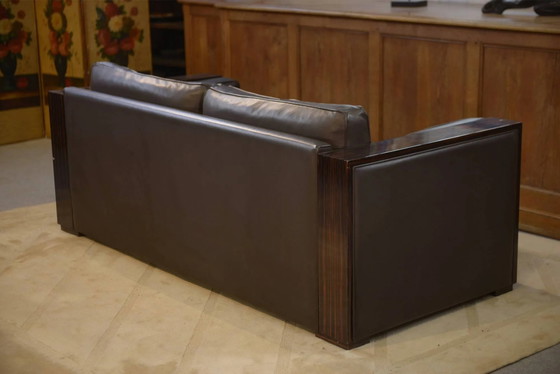 Minimalist leather and Macassar ebony canapé from the 1980s. – 3-5 seaters, Wood, Design (photo 14 of 15)