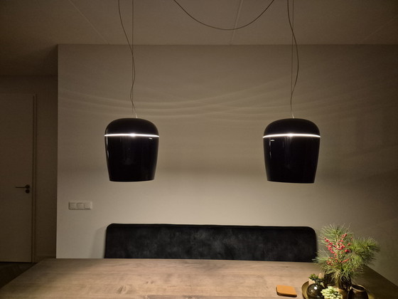 Image 1 of Black glass pendant lamps from Tiara by Prandi