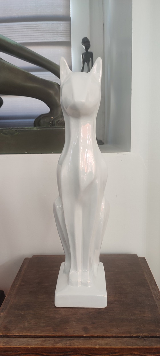Scultura Felina Stile Art Déco (31 Cm) Ceramica Italiana – céramique italienne, Oggetti decorativi (photo 11 of 14)