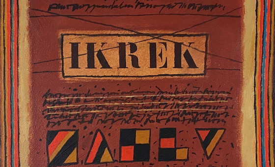 Image 1 of Ferenc Gögös - "Ikrek" - Painting in acrylic on wooden panel