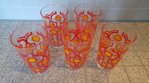 Set Of 5 Drinking Glasses, 1970S