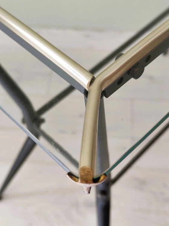 Image 1 of Antique side table in glass and metal