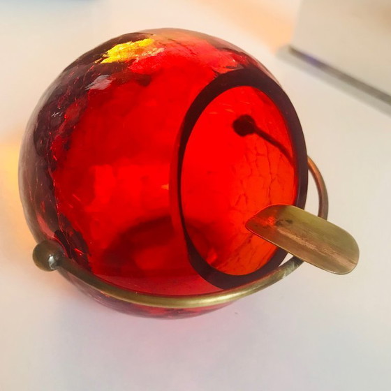 Image 1 of Posacenere vintage - Cristallo smerigliato - Rame - Marita Voigt - Harzkristall - Space Age - 1970