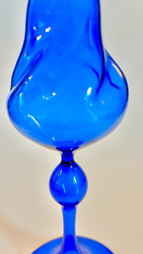 Jarrón de Copa de Cristal Mid-Century – Soplado a Mano y Filigrana (Lauscha c. 1960/1970) – Jarrones, Glass (photo 7 of 8)