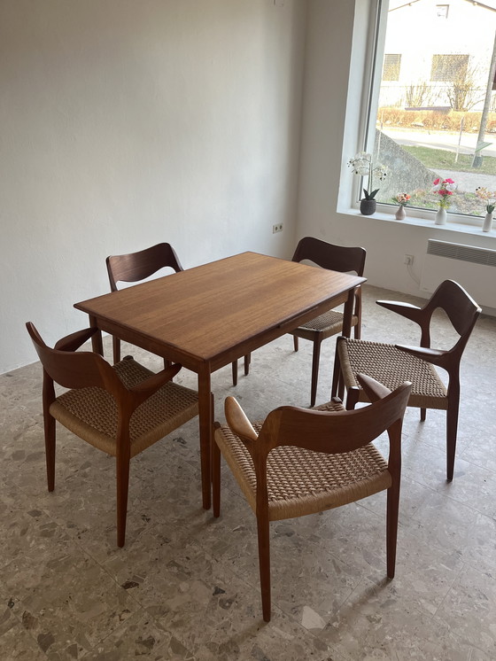 Image 1 of 5x Original "Niels Otto Møller Model 55" Armchair Teak Paper Cord J.L. Møllers!!