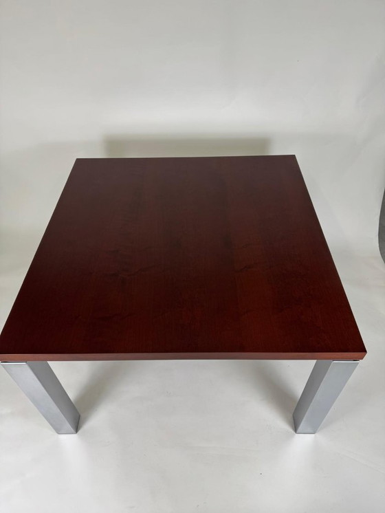 Image 1 of Dining table, chrome and mahogany, mid-century design, 1970s style