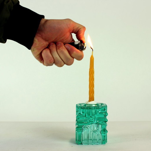 Vintage Glass Candle Holder By Vladislav Urban For Rosice, 1960s