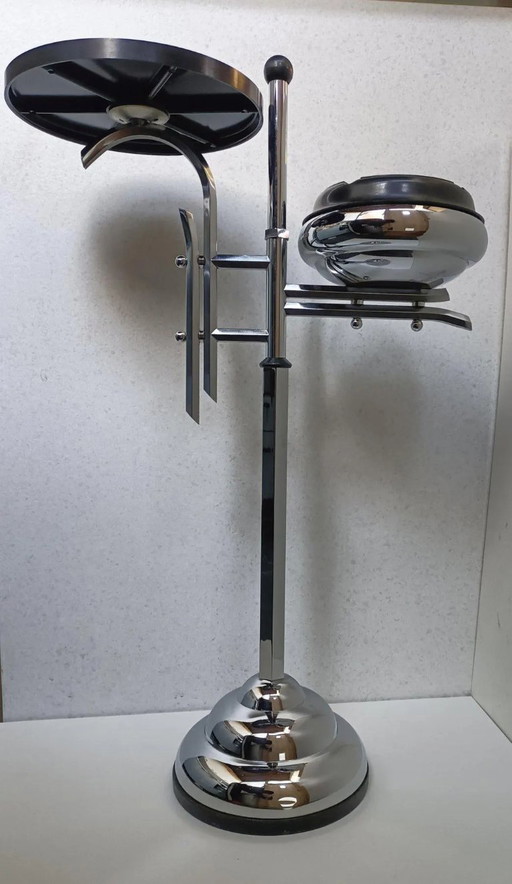 Art Déco Standaschenbecher von DeMeyere, 1930er Jahre - Beistelltisch / Rauchertisch aus Chrom und Bakelit.